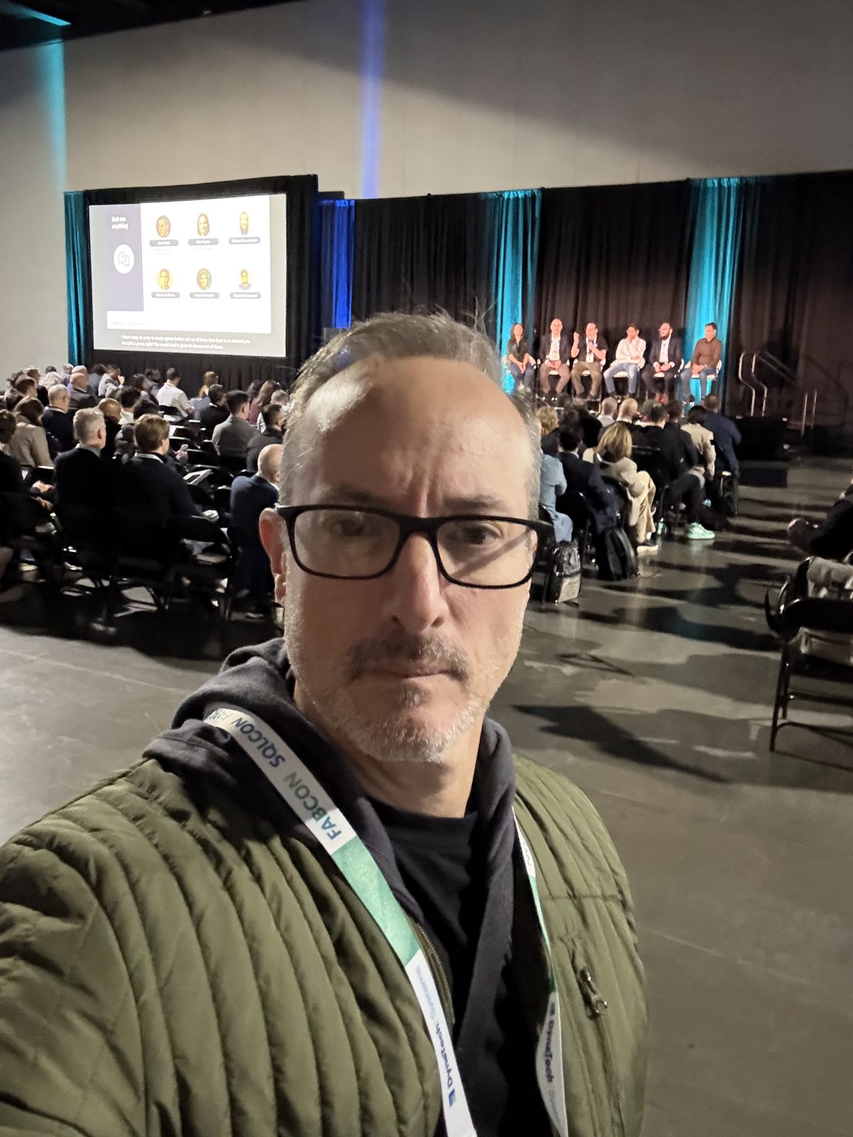 View from the audience of a Microsoft Fabric Ask Me Anything panel session at FabCon 2026